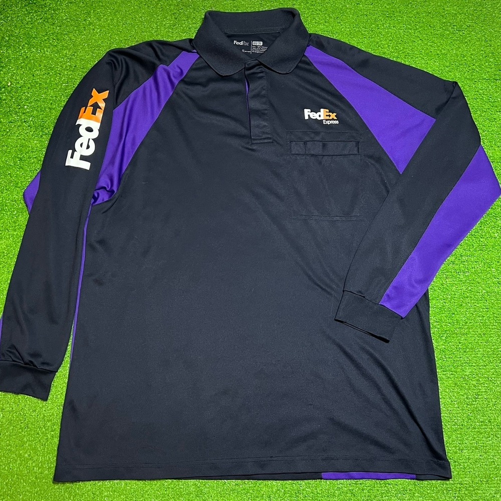 FedEx Express XL Black Purple  Cotton/Polyester Stan Herman‎ Long Sleeve MINT